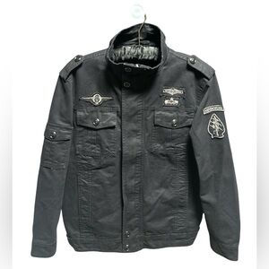 Men's Black Military Bomber Field Style Jacket
